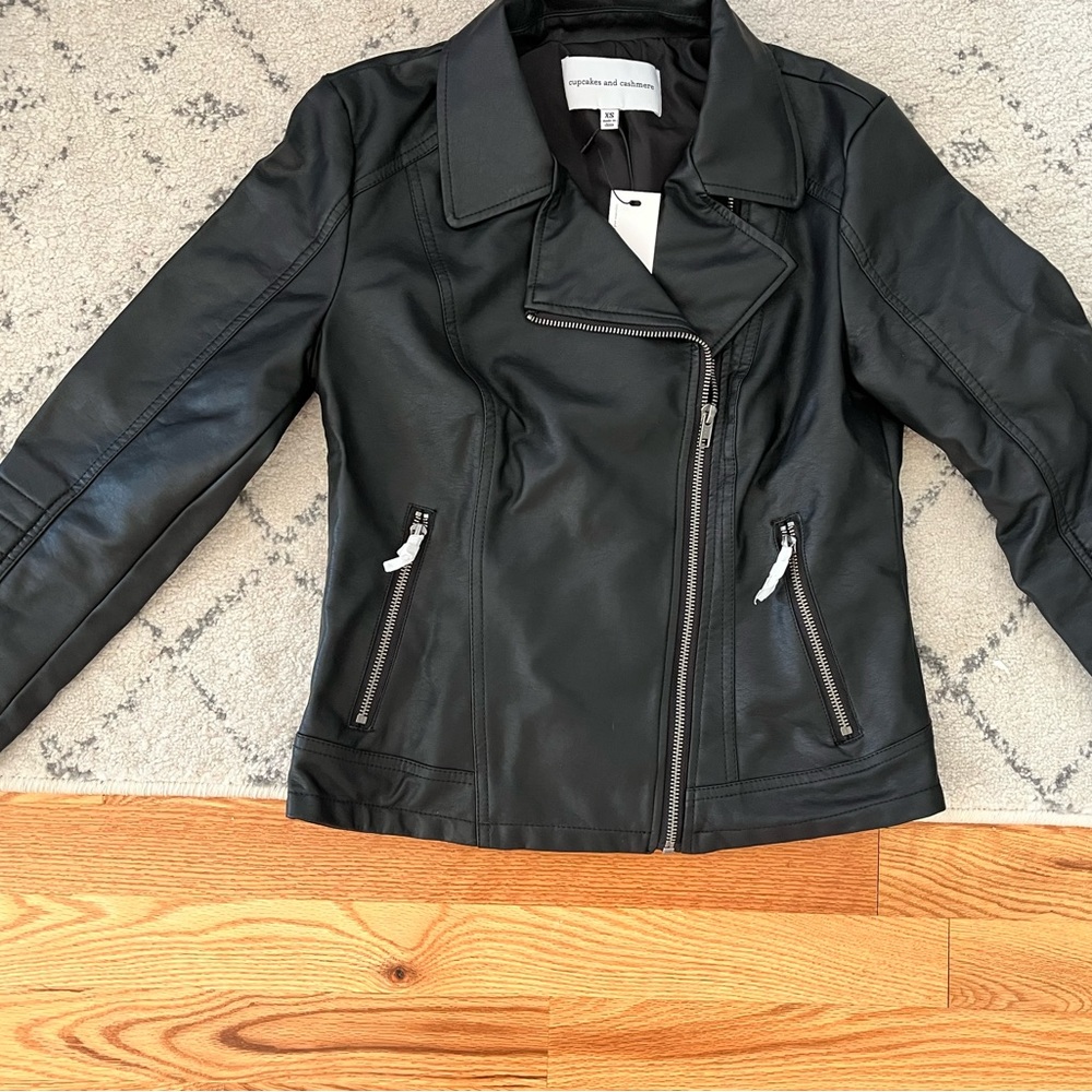 Cupcakes and Cashmere faux leather biker jacket